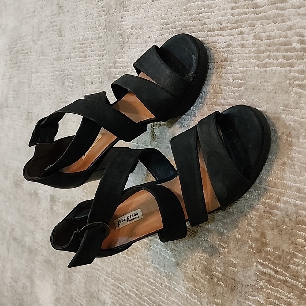 Paul Green black Strappy platform sandals